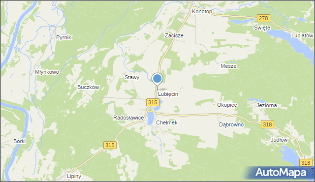 mapa Lubięcin, Lubięcin na mapie Targeo